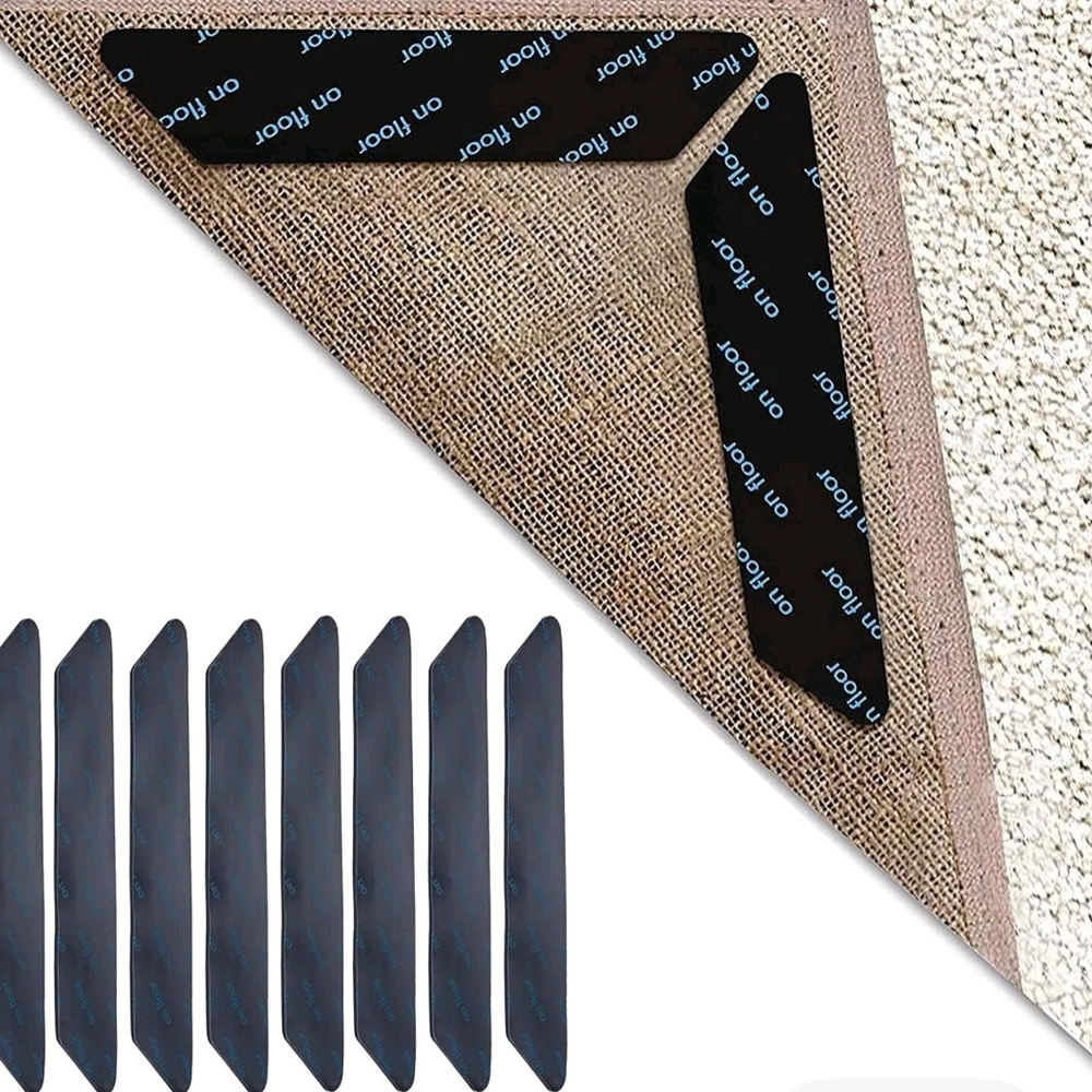 8pcs Non-Slip Adhesive Rug Strip Grippers Reusable NWT